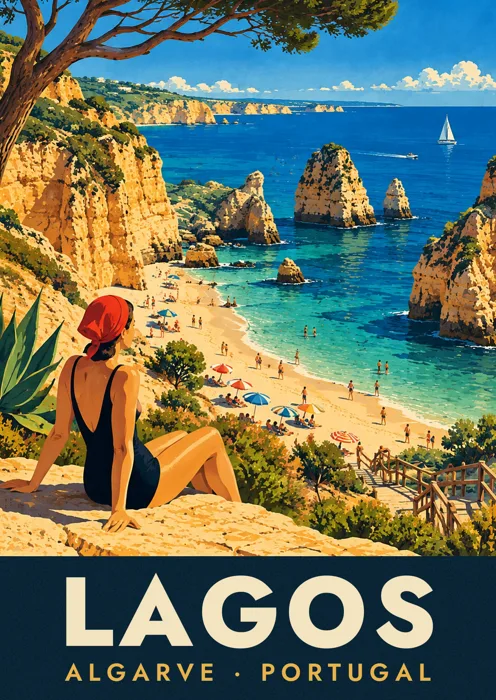 Vintage poster: Praia Dona Ana, Lagos
