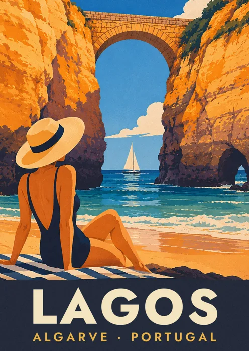 Vintage poster: Praia dos Estudantes, Lagos